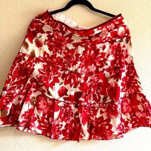 Speechless Red and White Floral A-Line Skirt. 100% cotton